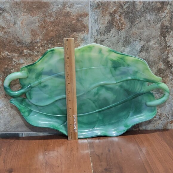 Vintage Serving Tray Platter A Lucky Wish Green Plastic Swirl - Picture 7 of 13